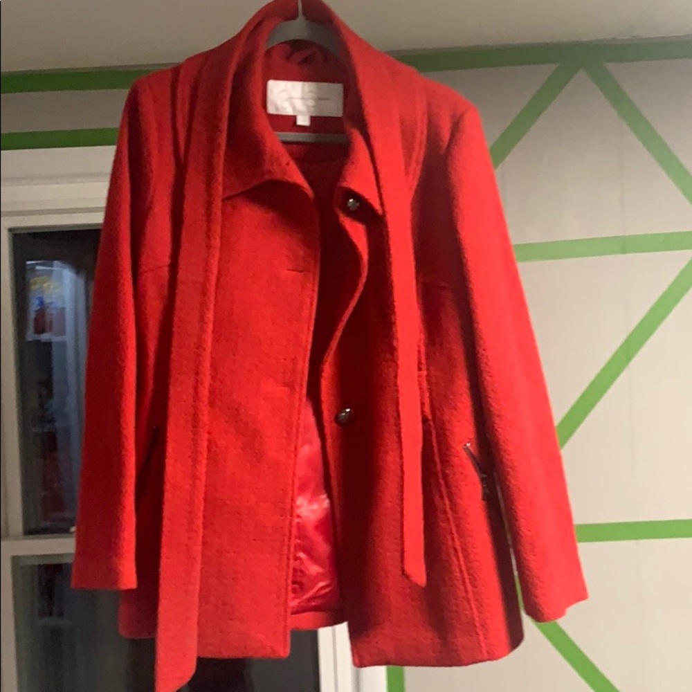 Long red pea coat!